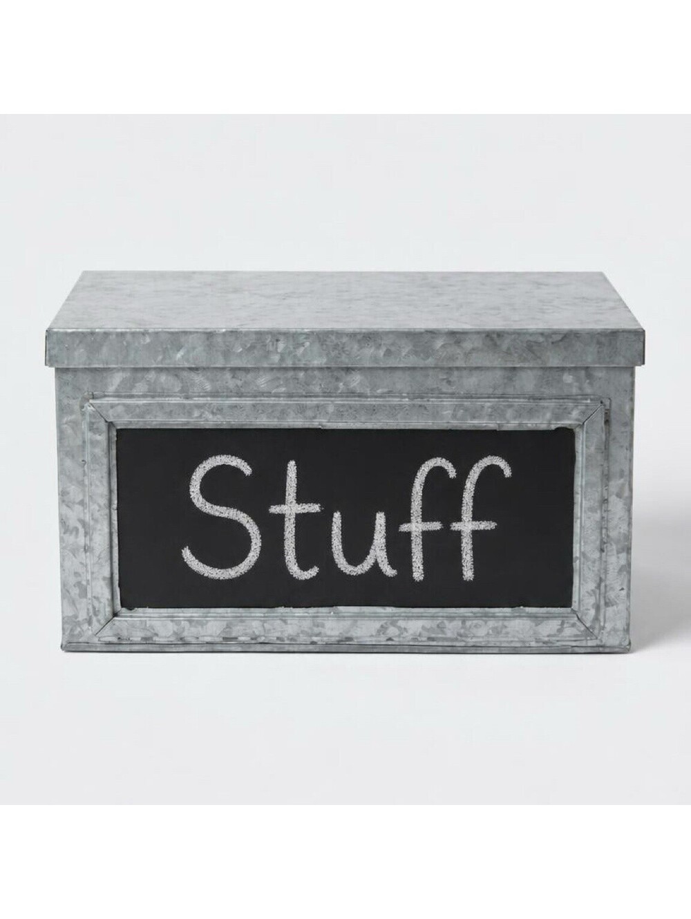 Hobby Lobby Galvanized Metal Storage Box Bin Chalkboard Label Lid Farmhouse